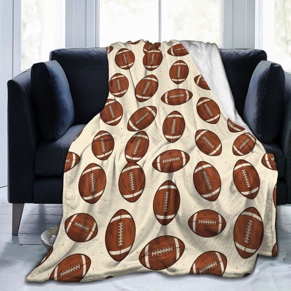Football Throw Blanket, Soft Cozy Plush Fleece Blanket for Sofa Couch Bed, Flannel Blanket, Football Gift for Home Decor 50x40