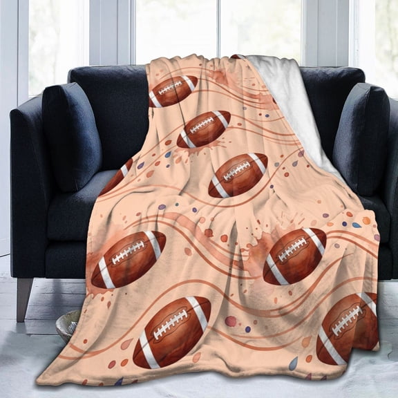 Football Throw Blanket, Soft Cozy Plush Fleece Blanket for Sofa Couch Bed, Flannel Blanket, Football Gift for Home Decor 50x40