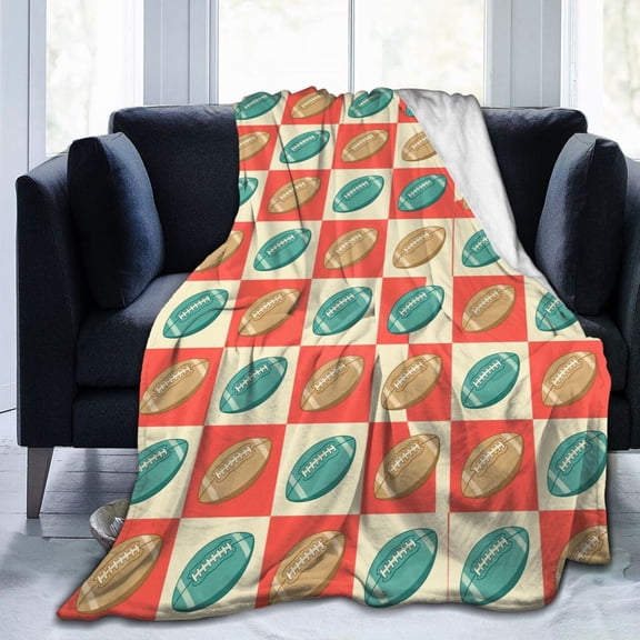 Football Throw Blanket, Soft Cozy Plush Fleece Blanket for Sofa Couch Bed, Flannel Blanket, Football Gift for Home Decor 50x40