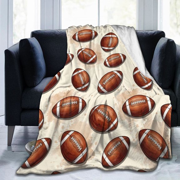 Football Throw Blanket, Soft Fuzzy Plush Flannel Fleece Blanket, Cozy Blanket for Couch Sofa Bed and Lounging, Football Gift 50x40
