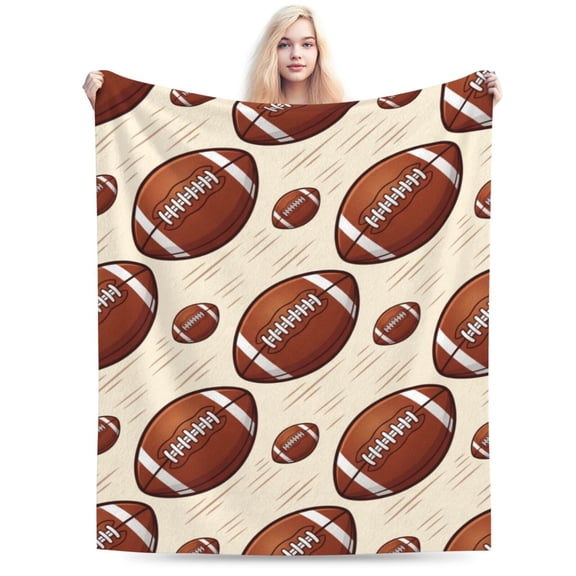 Football Throw Blanket, Soft Fuzzy Plush Flannel Fleece Blanket, Cozy Blanket for Couch Sofa Bed and Lounging, Football Gift 50x40