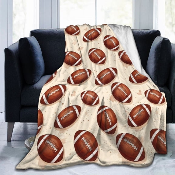 Football Throw Blanket, Soft Fuzzy Plush Flannel Fleece Blanket, Cozy Blanket for Couch Sofa Bed and Lounging, Football Gift 50x40
