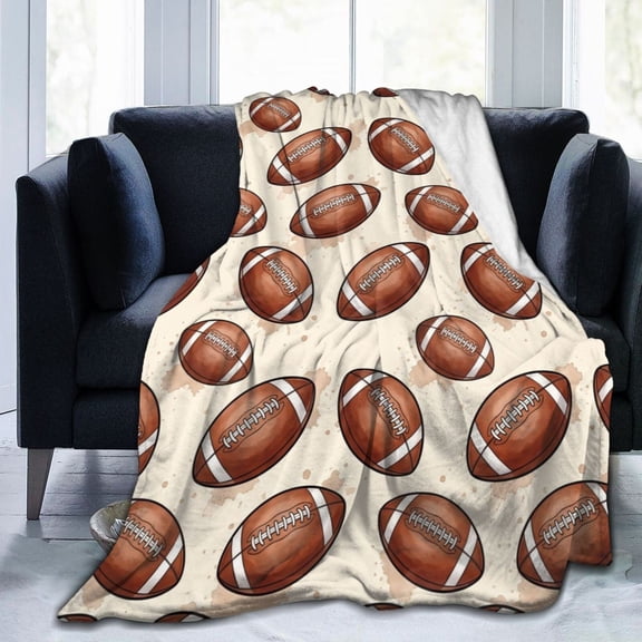Football Throw Blanket, Soft Fuzzy Plush Flannel Fleece Blanket, Cozy Blanket for Couch Sofa Bed and Lounging, Football Gift 50x40