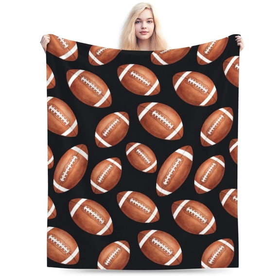 Football Throw Blanket, Soft Fuzzy Plush Flannel Fleece Blanket, Cozy Blanket for Couch Sofa Bed and Lounging, Football Gift 50x40