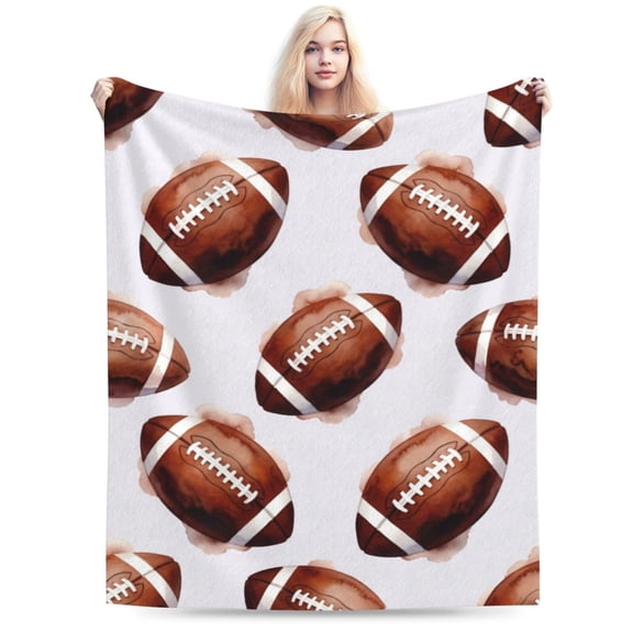 Football Throw Blanket, Soft Fuzzy Plush Flannel Fleece Blanket, Cozy Blanket for Couch Sofa Bed and Lounging, Football Gift 50x40