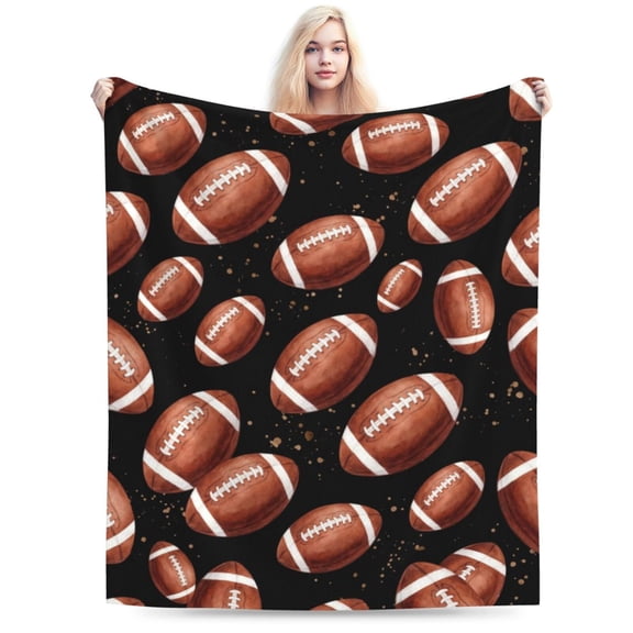 Football Throw Blanket, Soft Fuzzy Plush Flannel Fleece Blanket, Cozy Blanket for Couch Sofa Bed and Lounging, Football Gift 50x40