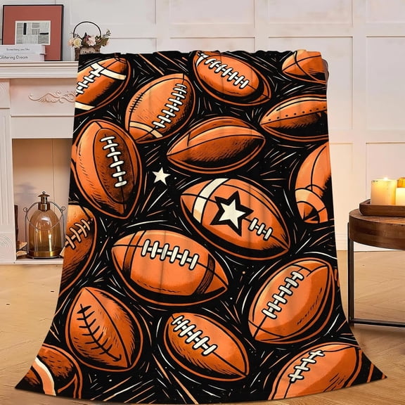Football Throw Blanket, Sports Fan Blanket for Men, Cozy Warm Bedding, Football Lover Gift for Home Decor