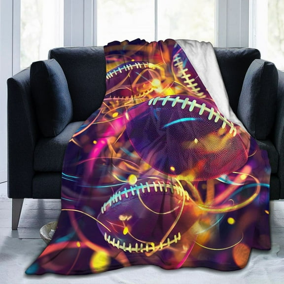 Football Throw Blanket Ultra Soft Cozy Decorative Flannel Blankets for Home Bed Couch Chair Travel 50x40
