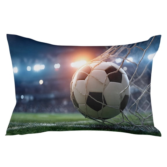 Football Throw Pillow Cover 12 x 20 Inch Decorative Pillow Cover Goal Net Soccer Sports Orange Blue Green Lumbar Pillowcase Seasonal Rectangle Cushion Case for Couch Sofa Bed Living Room