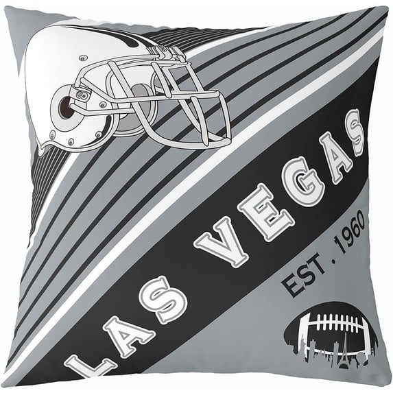 Football Throw Pillow Cover 18x18 Inch, Football Fans Pillow Cover for Men, Football Lovers Black Grey Cushion Cover, Rugby Reversible Decorative Pillow Cover