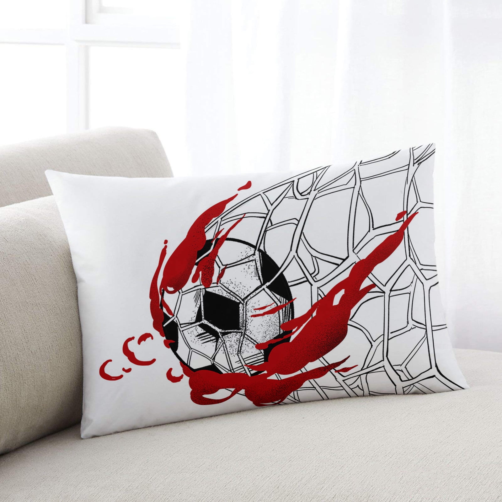 Football Throw Pillow Cover, Sports Themed Illustraction Rectangle