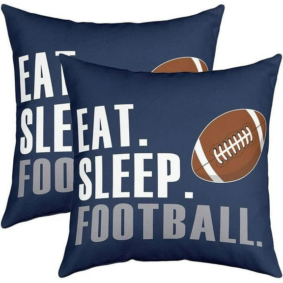 Football Throw Pillow Covers 18"x18" Set of 2 Soft American Football Pillow Cases Cushion Covers for Living Room Bedroom Rugby Game Decorative Throw Pillowcases for Sofa Couch Chair