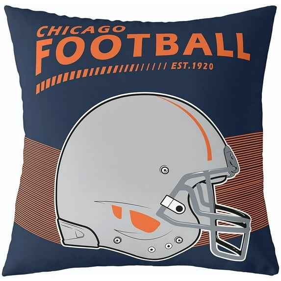 Football Throw Pillow Covers American Football City Pillow Covers Navy Blue Orange Cushion Cases Watercolor Football Player Athlete Decorative Pillow Covers 16x16 Inch Set of 4(Chicago)