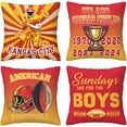 thumbnail image 1 of Football Throw Pillow Covers American Football Sport Team Decor Cushion Case Decoration Set of 4 Pillowcases Football Style Gifts for Football Lovers Fan for Sofa Bed Couch Car 20"X20", 1 of 6