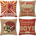 thumbnail image 1 of Football Throw Pillow Covers American Sport Team Decor Cushion Case Decoration Set of 4 Pillowcases Football Style Pillows Gifts for Football Lovers Fan for Sofa Bed Couch Car 20"X20", 1 of 6