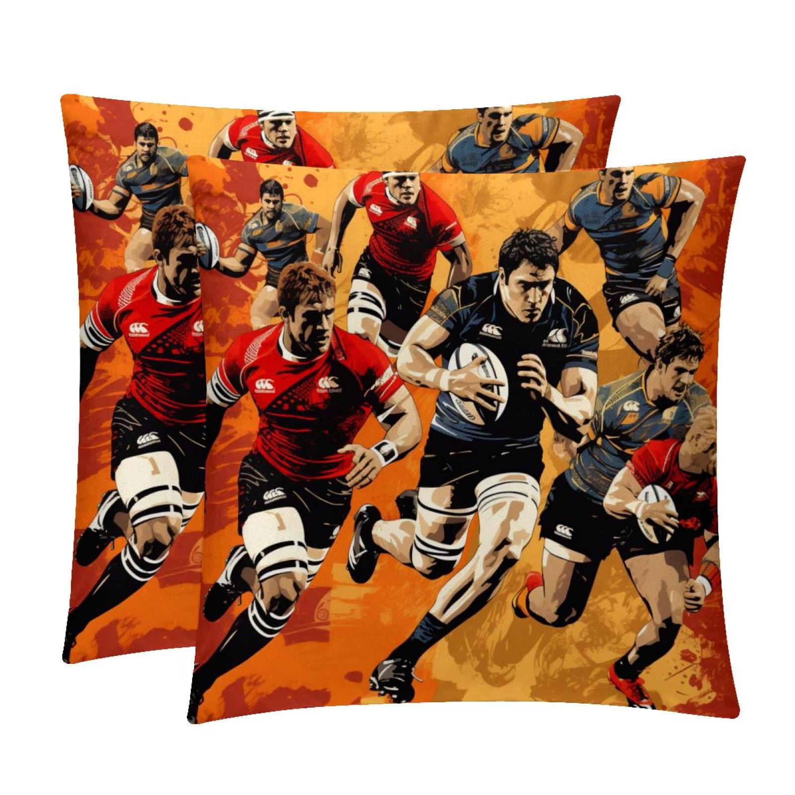 Football Throw Pillow Covers Set of 2 with Velvet Fabric and Unique