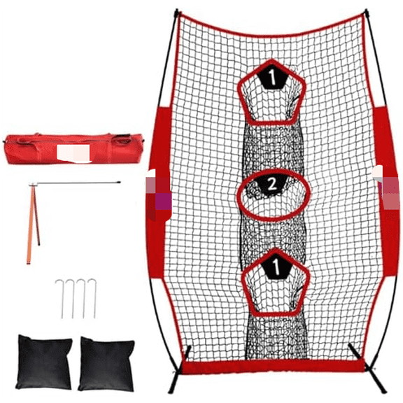 Football Throwing Net - 5X7 FT Portable 3 Target Pocket Passing Trainer with Football Tee Stand - Quarterback Accuracy Improving for Youth and Adults Backyard Drills$$Sport & Recreation Other