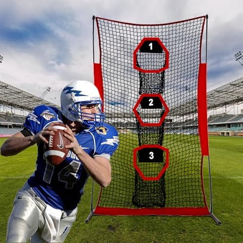 Football Throwing Net - 5x7FT Portable Rugby Quarterback Target Toss Kicking Practice Training Game for Outdoor Indoor Backyard Sports Field Teens Adults Practice Gifts$$Sport & Recreation Other