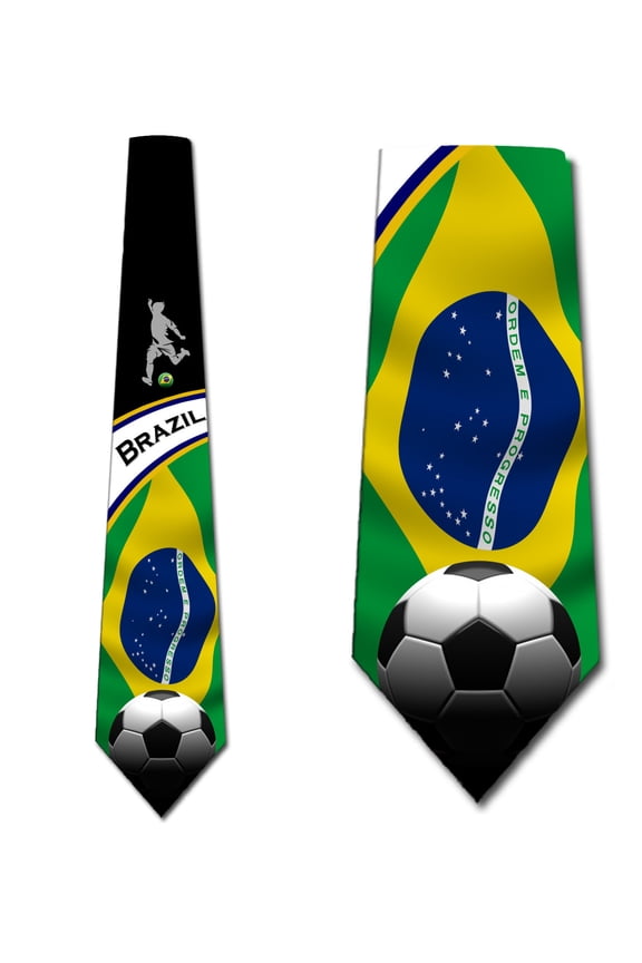 Football Ties Mens Soccer Brazil Tie Necktie by Three Rooker