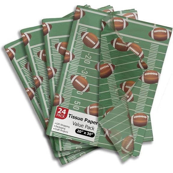 Football Tissue Paper, 24 Sheets, 20 x 30 Inches Gift Wrap Tissue Paper