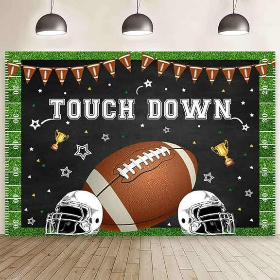 Football Touch Down Backdrop Super Bowl Sports Photography Background Rugby Football Field helmet Flag Boy Baby Shower Birthday Football Party Decor Cake Smash Photo Booth Props