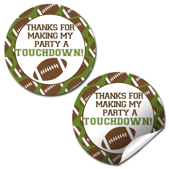 Football Touchdown Birthday Party Stickers 40 Pack 2" Round Circle Labels Party Favors, Goodie Bag Labels, Envelope Seals, Cupcake Toppers & Thank You Stickers by Amanda Creation
