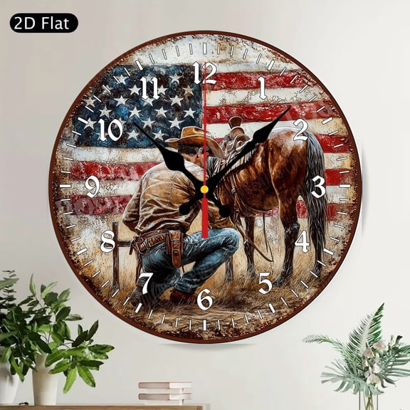 Football Touchdown Season Rustic Round Wall Clock Game Day Sports Decor Man Cave