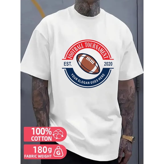 Football Tournament Tee for men white 180G 100% Cotton Comfortable loose T-shirt Retro Unisex Shirt Short Sleeve tshirts Trendy Unisex Shirt Printed tshirts