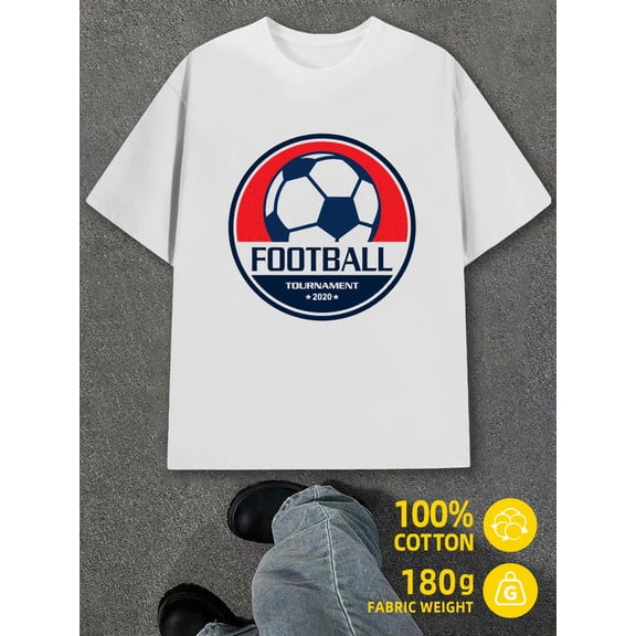 Football Tournament Tee mens white 180G 100% Cotton Everyday wear,perfect for the office,dates,and outings Unique Design Unisex Shirt Cotton tshirts