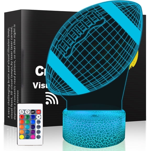 Football Toy Football 3D Night Light for Kids 16 Colors Dimmable Dinosaur Led Light with Remote & Smart Touch & USB Cable - Dino Gift for Adults Teens Boys Girls Birthday Christmas