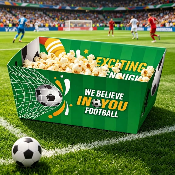 Football Tray Paper Box Candy Container, Snack Baking Packaging Gift Box for Parties, Manual Folding Sturdy Cardboard, Themed Event Decor Supply