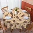 thumbnail image 1 of Football Triangle Beige Pattern Round Tablecloth 70"x70", Wrinkle Resistant Wipeable Table Cover for Kitchen Dining Room Picnic Patio and Party, 1 of 3