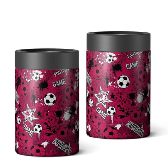 Football and Trophy Red Pattern OneSize Can Cooler 1 Pack, Vacuum ...