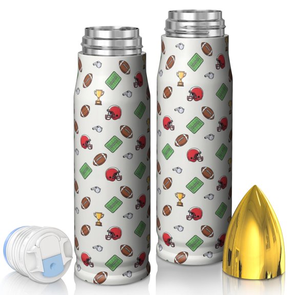 Football Trophy White Pattern Bullet Tumbler, Vacuum Insulated Vacuum Bullet Drinkware Sweat-free Exterior Gifts Ideas for Teens Adults Office Workers Teachers