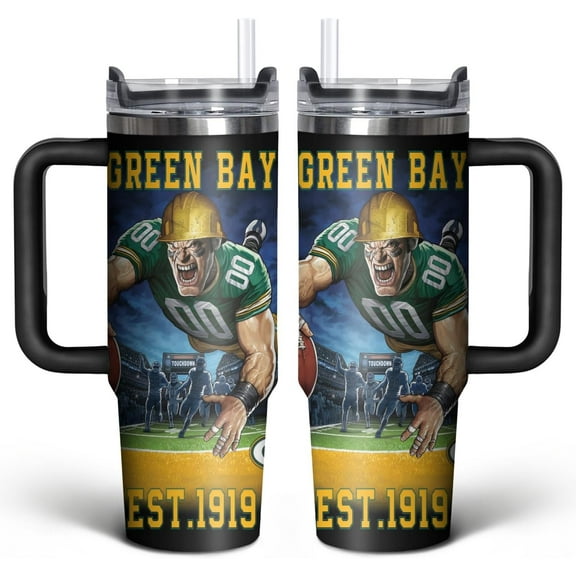 Football Tumbler 30 OZ with Handle - Football Gifts for Men and Women - Football Cup with Lid and Straw