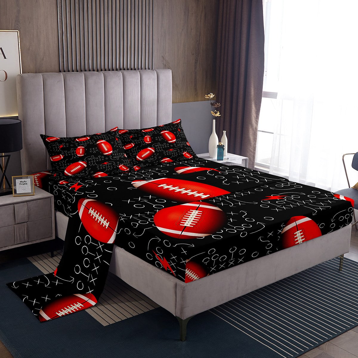 Football Twin Size Sheets for Boys Sports Bed Sheets Set American