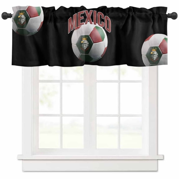 Football Valances for Windows Farmhouse Kitchen Curtains Valances Rod Pocket Valance Curtains for Kitchen Windows Black Modern Crown Bird Flag Sports Theme Window Valances for Bathroom 42"x18"