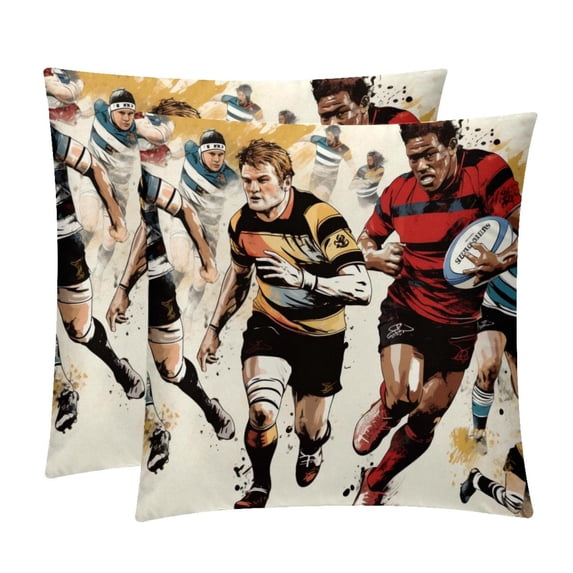 Football Velvet Throw Pillow Covers Set of 2 | Unique Patterns in 16x16, 18x18, 20x20 Inches |for Home Decor and Gifts | Includes Pillow Inserts | Throw Pillow Inserts Included