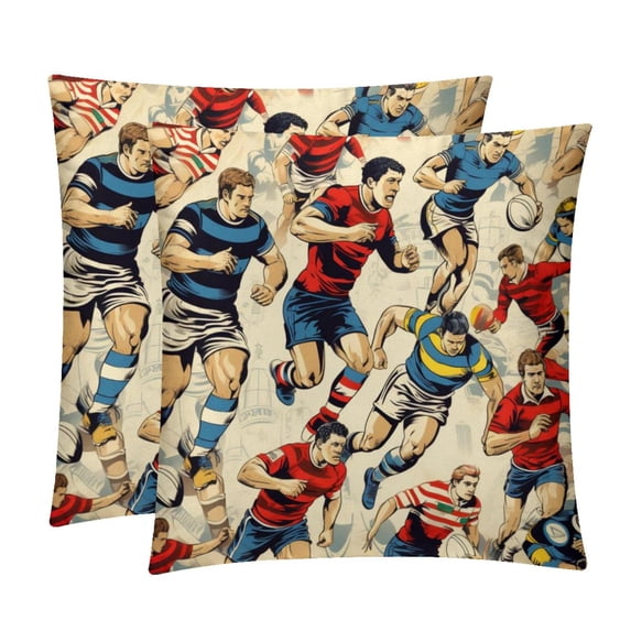 Football Velvet Throw Pillow Covers Set of 2 with Unique Patterns in Sizes 16x16, 18x18, and 20x20 Inches for Chair Pillow Covers and Pillow Inserts for Various Occasions
