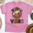thumbnail image 1 of Football Vibes Smiley Face Retro T-Shirt | Cute Game Day Shirt for Women, Azalea, Size S, 1 of 6