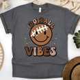 thumbnail image 1 of Football Vibes Smiley Face Retro T-Shirt | Cute Game Day Shirt for Women, Dark Heather, Size L, 1 of 6
