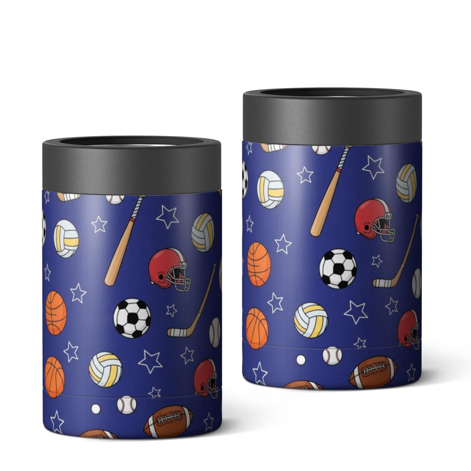 Football and Volleyball Navy Pattern OneSize Can Cooler 1 Pack, Vacuum ...