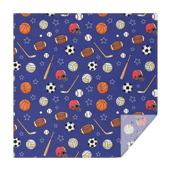 Football and Volleyball Navy Pattern Square Tablecloth, Waterproof Wipeable Spillproof Washable Table Cover for Home Kitchen Party and Daily Decor 60"x60"