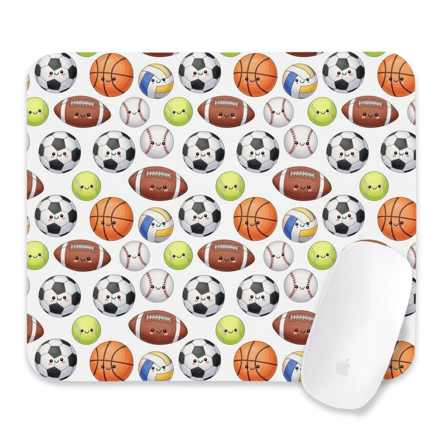 White Control Slips Football and Volleyball White Pattern Square Mouse Pad, Precision ...