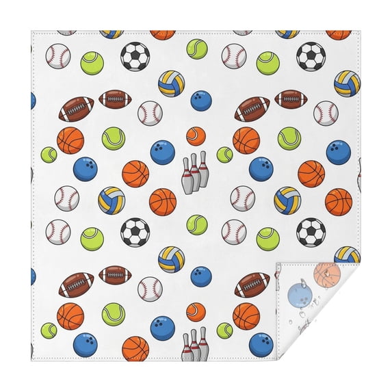 Football and Volleyball White Pattern Square Tablecloth, Waterproof Wipeable Spillproof Washable Table Cover for Home Kitchen Party and Daily Decor 60"x60"