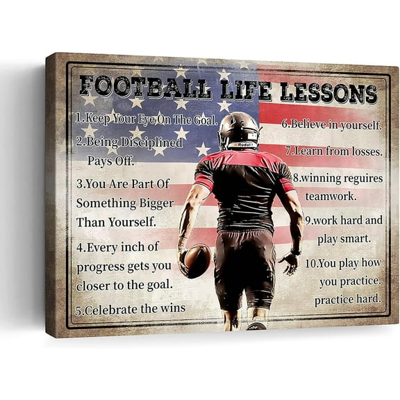 Football Wall Art Football Poster Wall Decor For Boys Room Football Life Lessons Sports Pictures Canvas Prints Gifts For Football Players Unframed Modern Artwork For Bedroom Gym