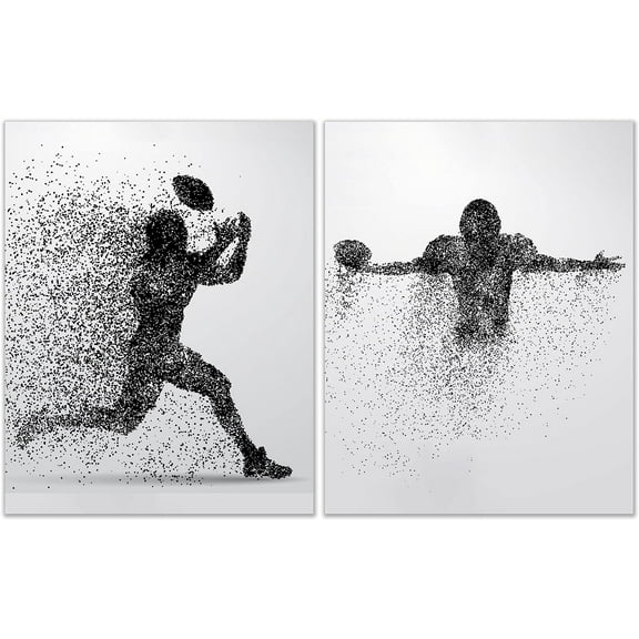 Football Wall Art Prints - Set of 2 (11x14) Unframed Football Posters - Football Room Decor For Men Kids Teenagers