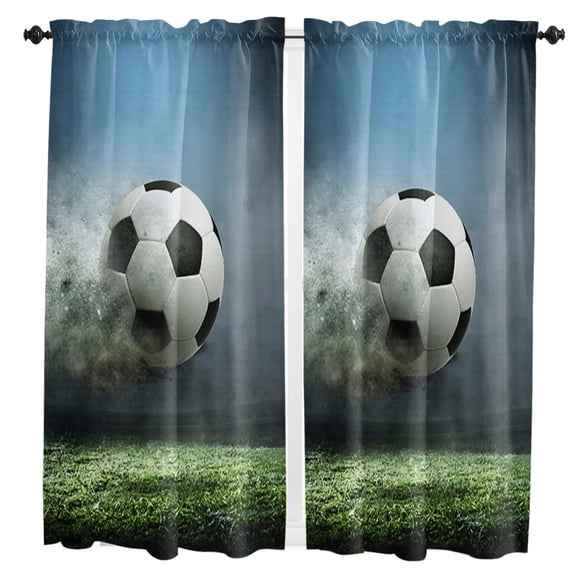 Football Watercolor Brush Sport Soccer Curtains in the Kids Bedroom Living Room Hall Window Treatments Kitchen Decoration Drapes