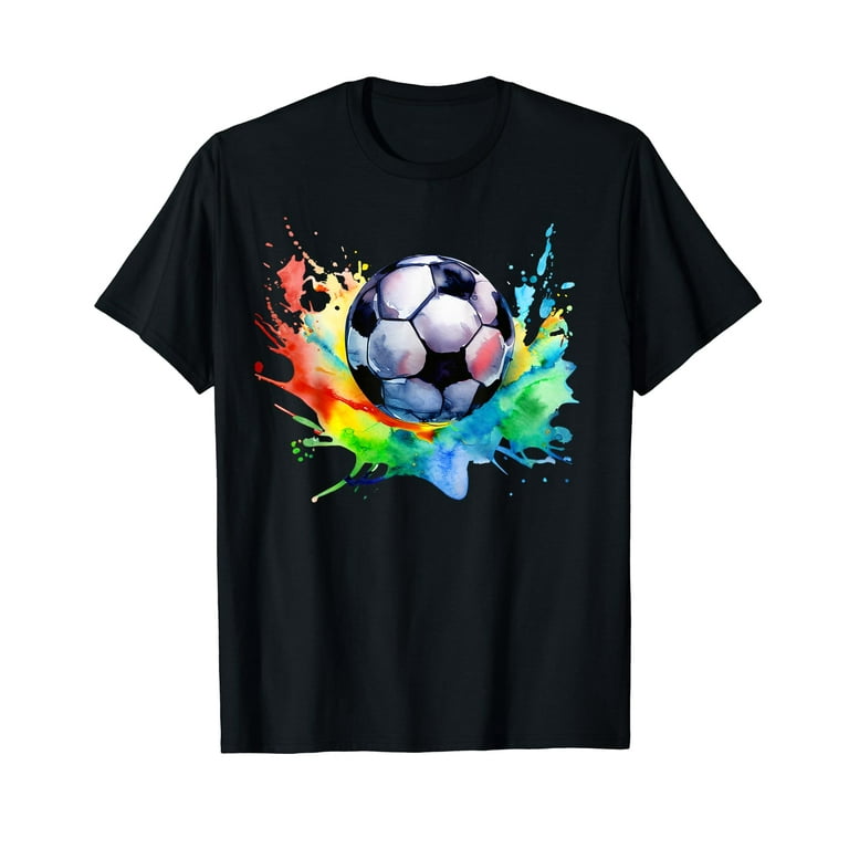 Football Watercolor Soccer Ball Artsy Splash Player Team T-Shirt