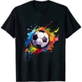 thumbnail image 1 of Football Watercolor Soccer Ball Artsy Splash Player Team T-Shirt, 1 of 5